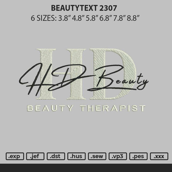 Beautytext 2307 Embroidery File 6 sizes