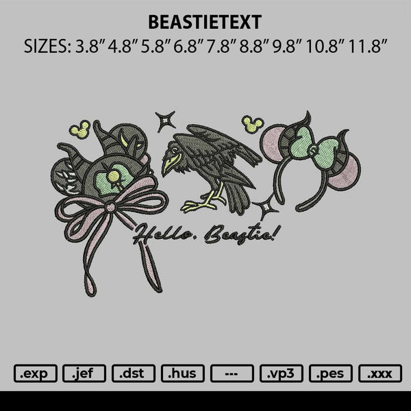 Beastietext Embroidery File 6 sizes