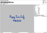 Happytearstext Embroidery File 6 sizes