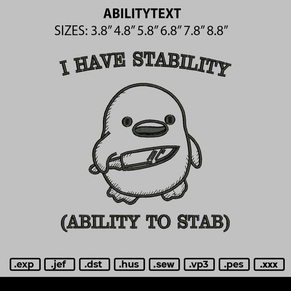 Abilitytext Embroidery File 6 sizes