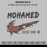 Swoosh Did It Embroidery File 6 sizes