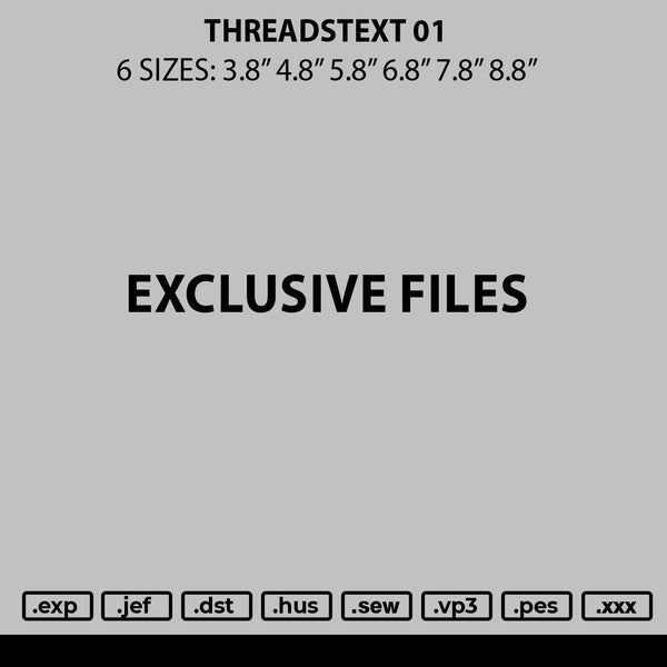 Threadstext 01 Embroidery File 6 sizes