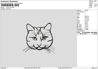Cat Head Outline Embroidery File 6 sizes