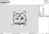 Cat Head Outline Embroidery File 6 sizes