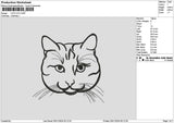 Cat Head Outline Embroidery File 6 sizes
