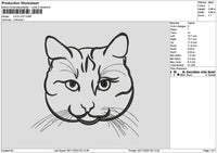 Cat Head Outline Embroidery File 6 sizes