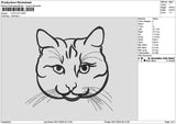 Cat Head Outline Embroidery File 6 sizes