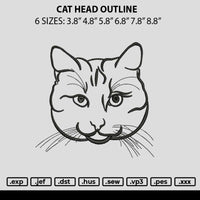 Cat Head Outline Embroidery File 6 sizes