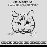 Cat Head Outline Embroidery File 6 sizes