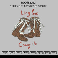 Boots2202 Embroidery File 6 sizes