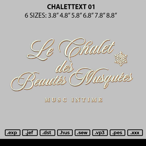 Chalettext 01 Embroidery File 6 sizes