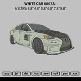 White Car 0807a Embroidery File 6 sizes
