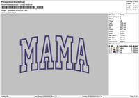 Mama Tall App Embroidery File 6 sizes
