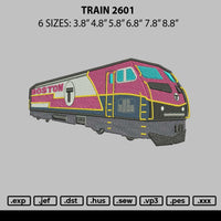 Train 2601 Embroidery File 6 sizes