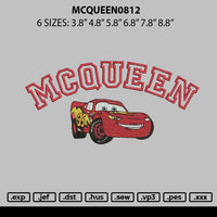 Mcqueen0812 Embroidery File 6 sizes