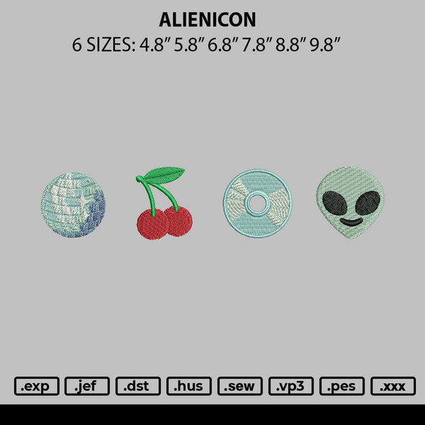 Alienicon Embroidery File 6 sizes