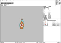 Syrup Bottle Embroidery File 6 sizes