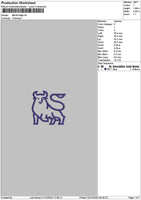 Bull Outline Embroidery File 6 sizes