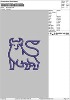 Bull Outline Embroidery File 6 sizes