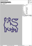 Bull Outline Embroidery File 6 sizes