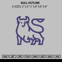 Bull Outline Embroidery File 6 sizes