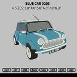 Blue Car 0203 Embroidery File 6 sizes