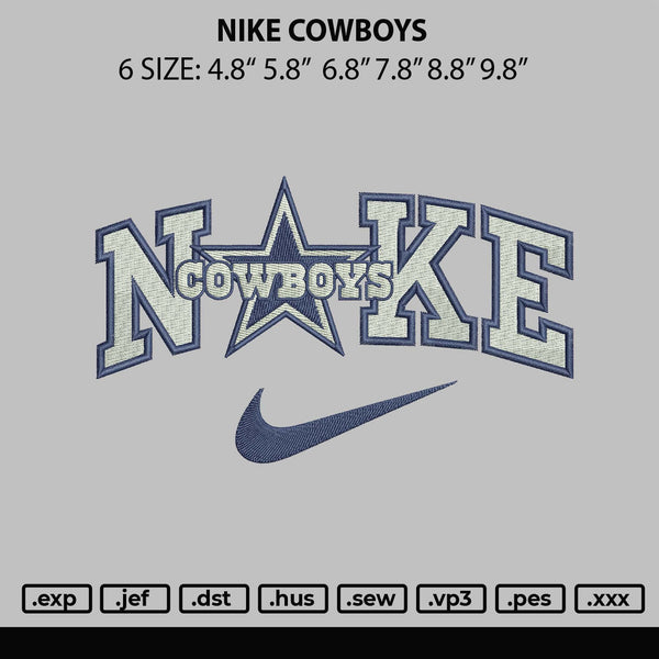 Nike Cowboys Embroidery File 6 sizes