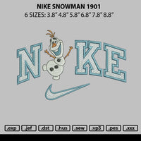 Nike Snowman 1901 Embroidery File 6 sizes