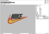 Nike Swoosh Flame Embroidery File 6 sizes