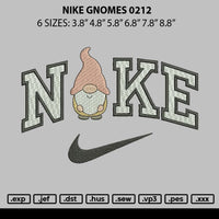 Nike Gnomes Embroidery File 6 sizes