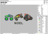Three Trucks Embroidery File 6 sizes