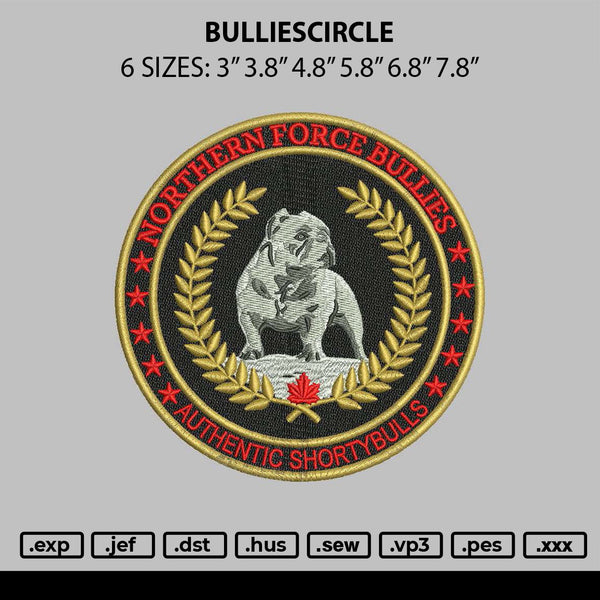 Bulliescircle Embroidery File 6 sizes