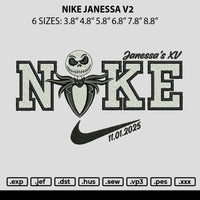 Nike Janessa V2 Embroidery File 6 sizes