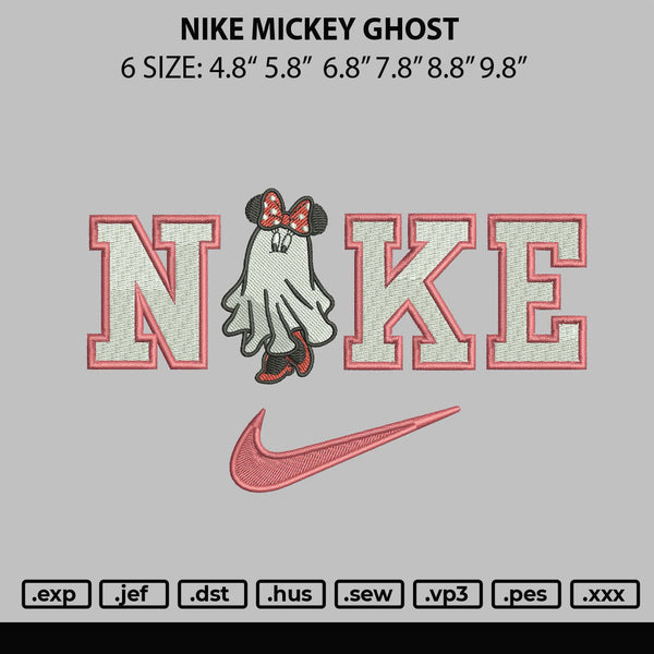 Nike Minnie Ghost Embroidery File 6 sizes