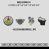 Bee Icons 01 Embroidery File 6 sizes