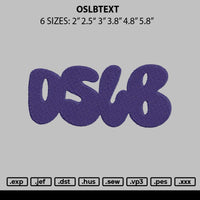 Oslbtext Embroidery File 6 sizes