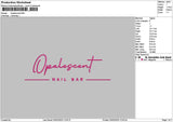 Opalescent Text Embroidery File 6 sizes