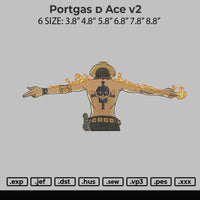 Portgas d ace v2  Embroidery File 6 sizes