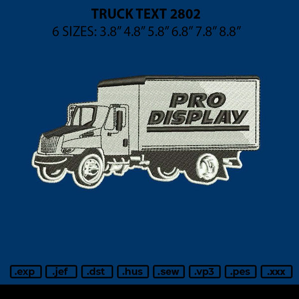 Truck Text 2802 Embroidery File 6 sizes