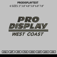 Prodisplaytext Embroidery File 6 sizes