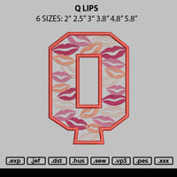 Q Lips Embroidery File 6 sizes