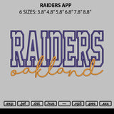 Raiders App Embroidery File 6 sizes
