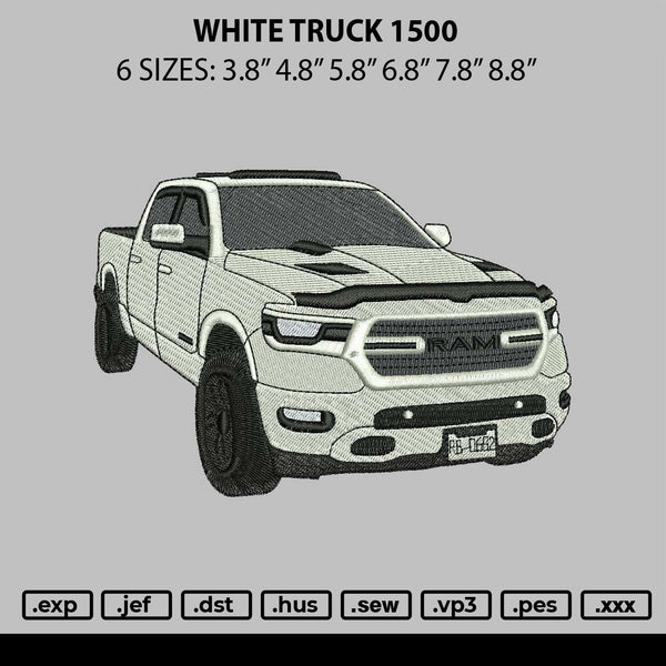 White Truck 1500 Embroidery File 6 sizes