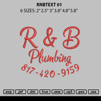 Rnbtext 01 Embroidery File 6 sizes