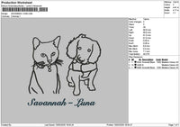 Cat Dog Outline 02 Embroidery File 6 sizes