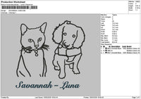 Cat Dog Outline 02 Embroidery File 6 sizes