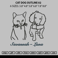 Cat Dog Outline 02 Embroidery File 6 sizes