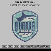Sharkstext 2201 Embroidery File 6 sizes