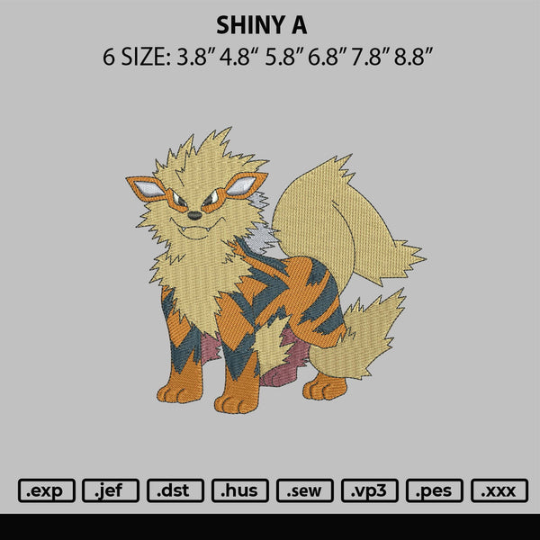 Shiny A Embroidery File 6 sizes