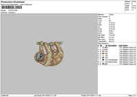 Sloth Embroidery File 6 sizes
